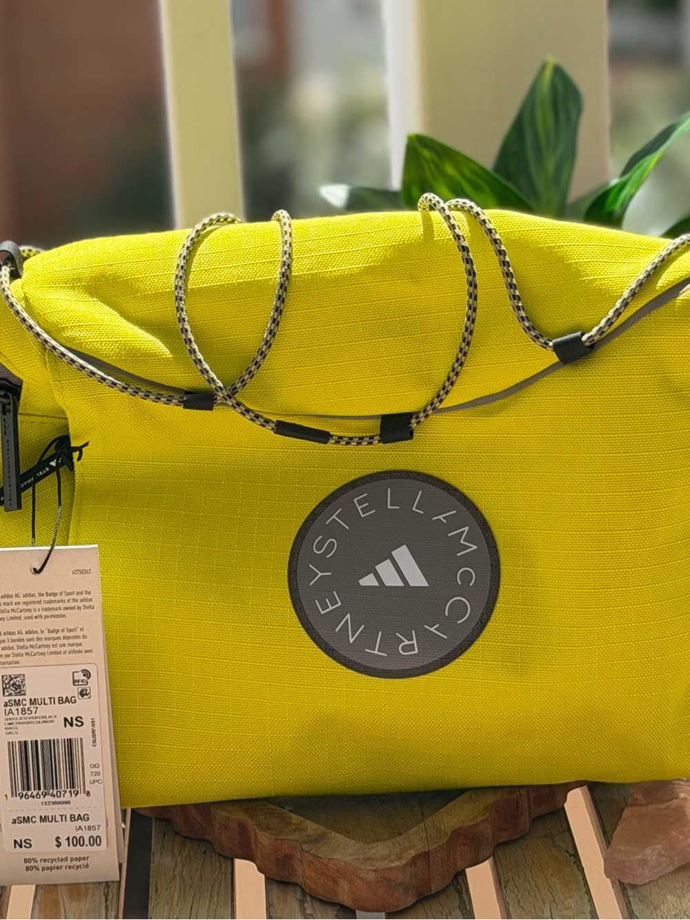 Stella McCartney Neon Yellow Tote with Braided Shoulder Cord